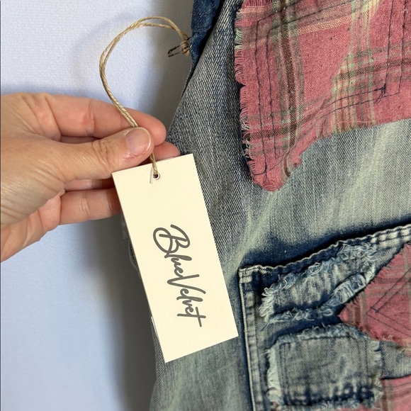 NWT Blue Velvet Wildflower Roads Embroidered Denim Overalls Size L Boho Vintage - Picture 12 of 16